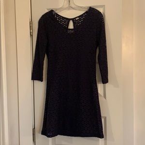 Quiksilver navy blue eyelet dress with lining XS
